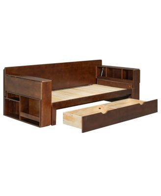 Daybed with Removable Desk, Storage Drawers & Hydraulic Side Table