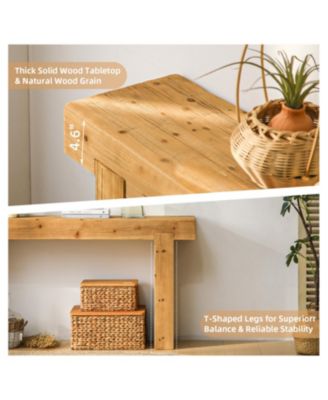 63" Solid Wood Console Table - Rustic Farmhouse Sofa Table