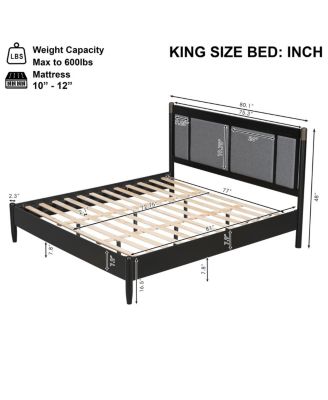  Solid Wood King Bed, No Box Spring Needed