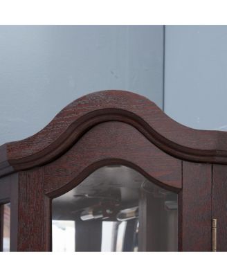 Streamdale Lighted Oak Curio Cabinet with Tempered Glass Doors & Shelves - Dark Cherry