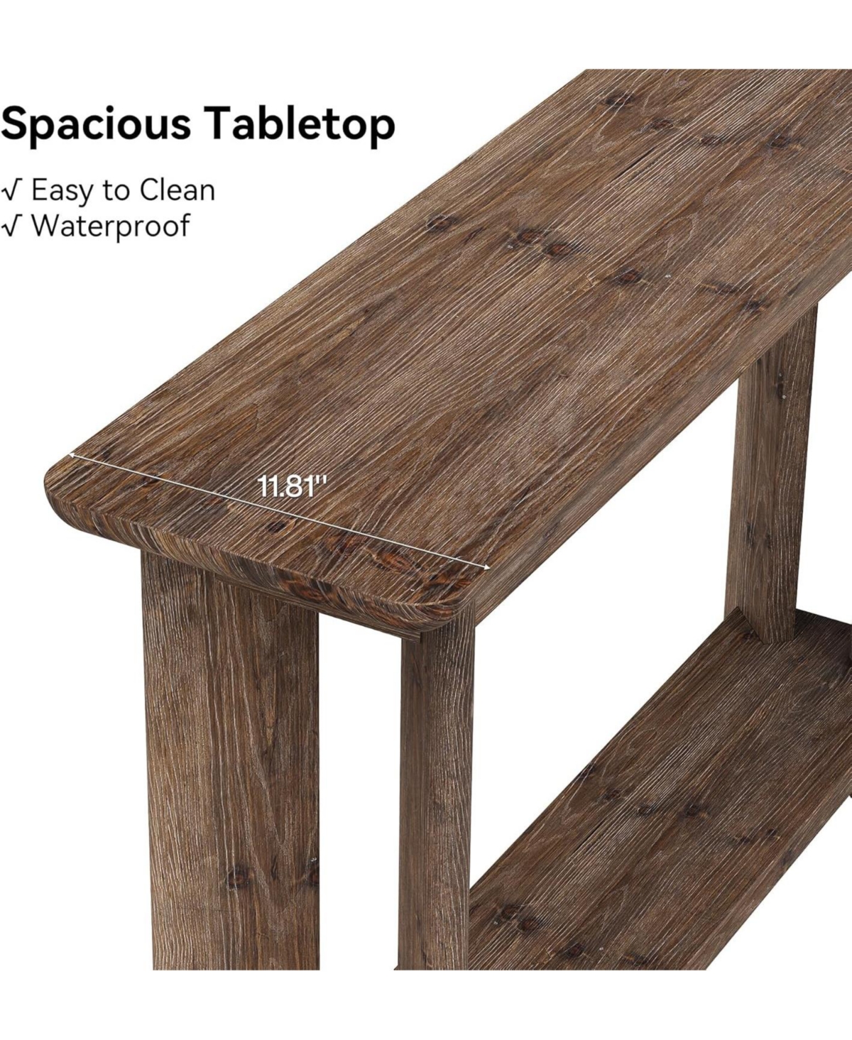 Tribesigns 41.3 Inches Sofa Table, Solid Wood 2-Tier Console Table for Living Room, Modern Sofa Table Behind Couch, Hallway Foyer Table, Walnut