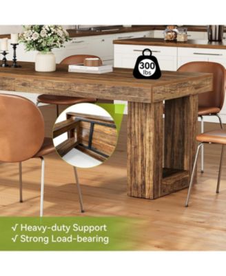 86.6 Inches Extra Long Dining Table, Rectangular Wooden Dinner Table for 2-6 People, Farmhouse Home Furniture with Sturdy Legs