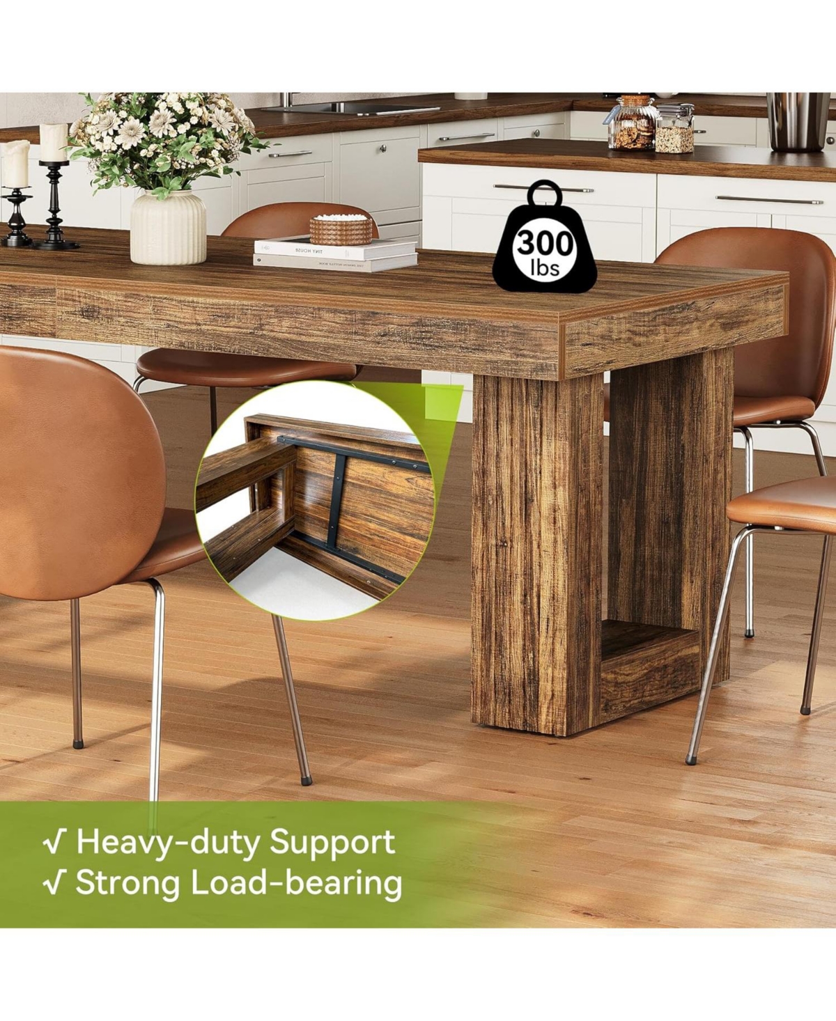 Tribesigns 86.6 Inches Extra Long Dining Table, Rectangular Wooden Dinner Table for 2-6 People, Farmhouse Home Furniture with Sturdy Legs