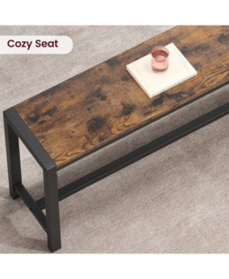 3 Piece Dining Table Set for 4 with Space-Saving Benches, Tabletop, Steel Frame, Modern Farmhouse Kitchen Table for Small Spaces