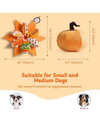 7-in-1 Pumpkin Dog Enrichment Toys, 6  Squeaky Snuffle Slices with Velcro-closure Rind for Treats Hunting Fun, Hide and Seek Puzzle Toy for D