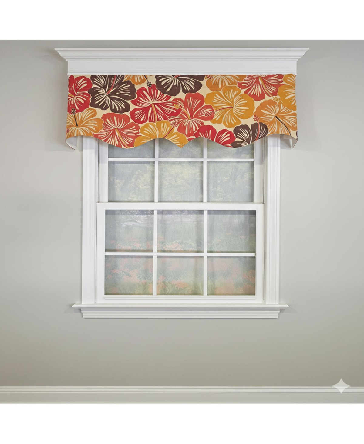 Rlf Home Wild Hibiscus Regal 100% Cotton Rod Pocket Lined Window Valance 50" x 17"