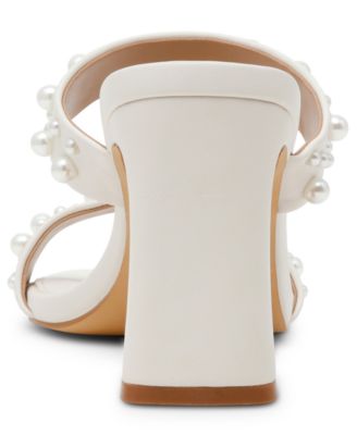 Women's Veniss Pearl Two-Band Slide High Heel Slip-On Dress Sandals
