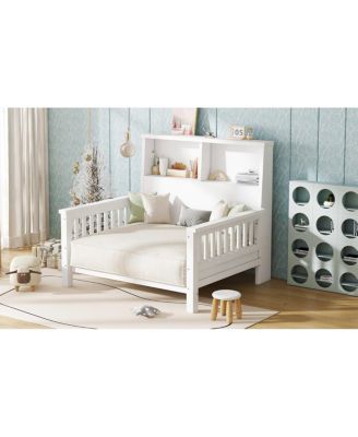 Twin Platform Bed with Storage Headboard & Pull-Out