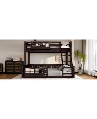 Streamdale Twin XL over Queen Bunk Bed with Ladder, Guardrails, Pegboard & Bookshelf, Espresso