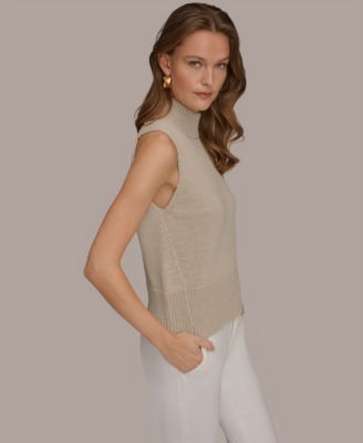 Women's Sleeveless Mock Neck A-Line Sweater