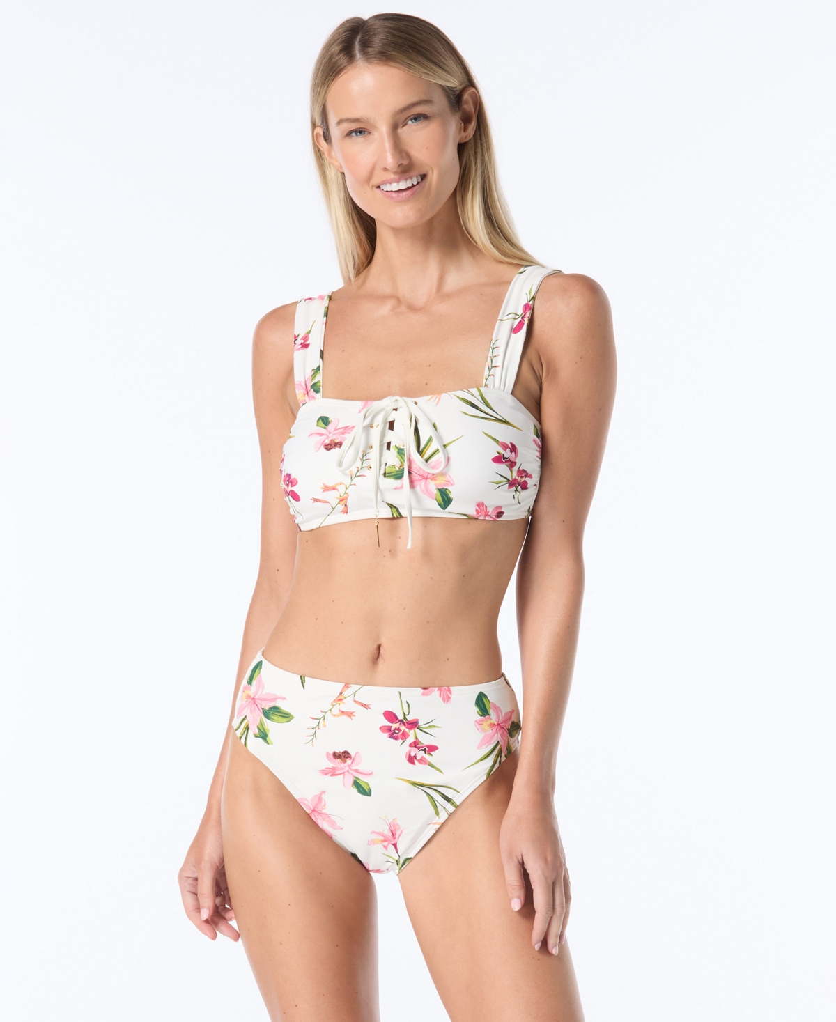 Vince Camuto Women's Lace-Up Front Square Neck Swim Top