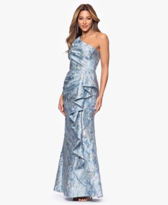 Women's Metallic Jacquard One-Shoulder Gown