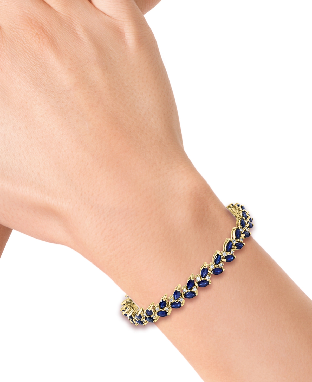 Effy Collection Sapphire (9-1/2 ct. t.w.) & Diamond (3/4 ct. t.w.) Bracelet in 14k Yellow Gold