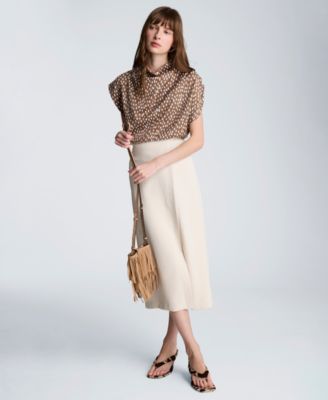 Women's Faux Wrap Midi Skirt