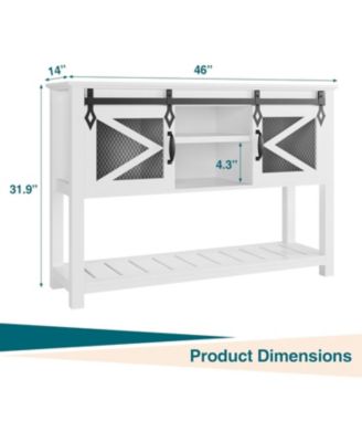 46" Farmhouse Entryway Console Table with Sliding Barn Door & Ample Storage Shelf - Narrow Rustic Wooden Sofa Table for Living Room and Foyer