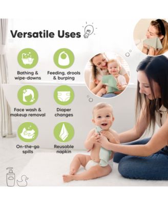 6pk Deluxe Baby Washcloths, Organic and Soft Baby Wash Cloth, Baby Bath Towel, Face Cloths