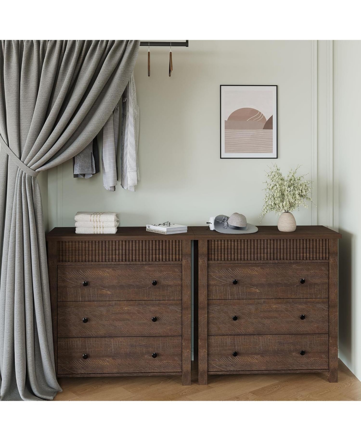 gaomon 3 Drawer Dresser for Bedroom Nightstand, Wooden Chest of Drawers, Fluted End Table, Storage Organizer for Living Room, Hallway and Entryway