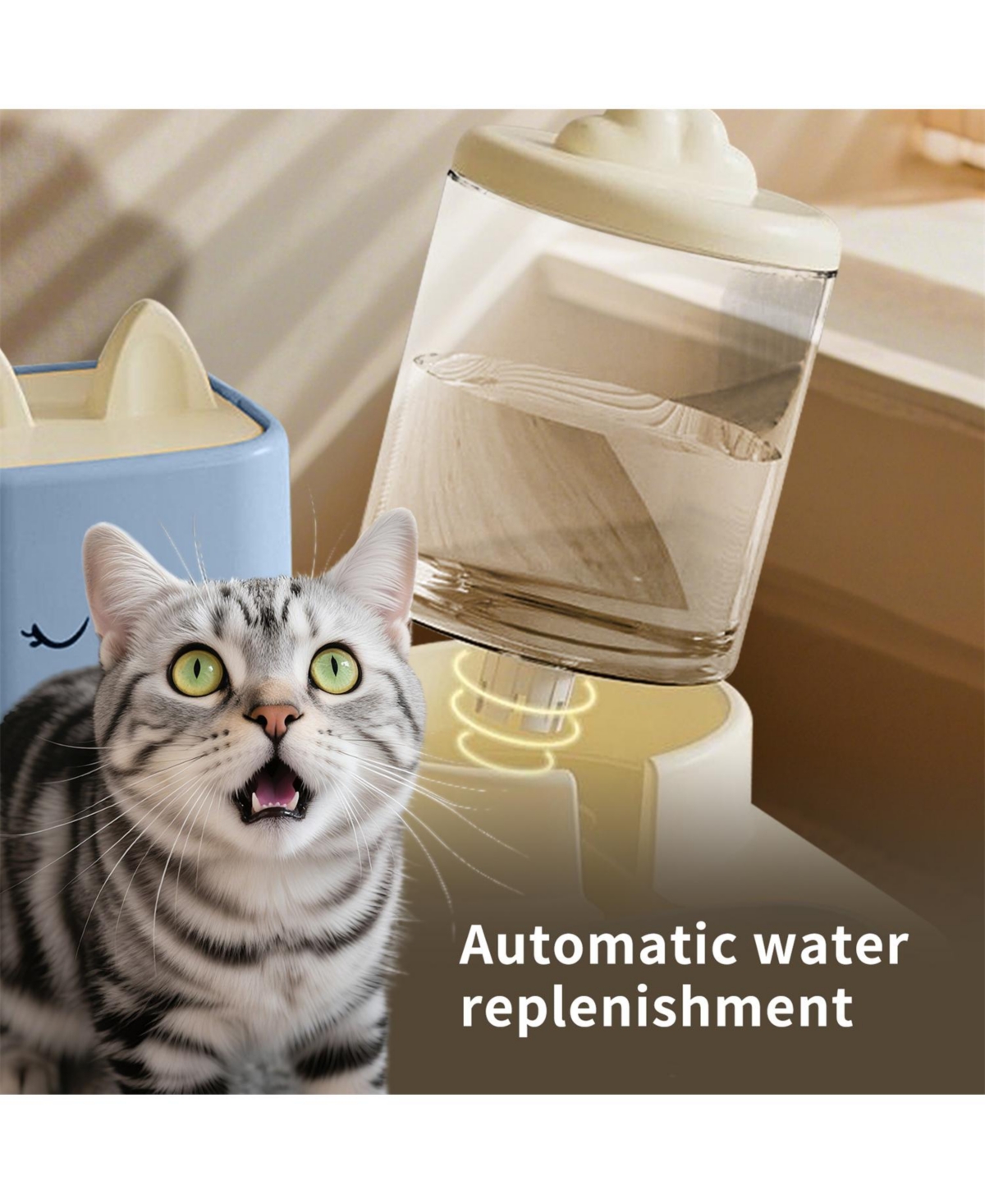 Aostirmotor Large Capacity Automatic Pet Feeder and Waterer, 2200ML Water &1800ML Food, Smart Timer