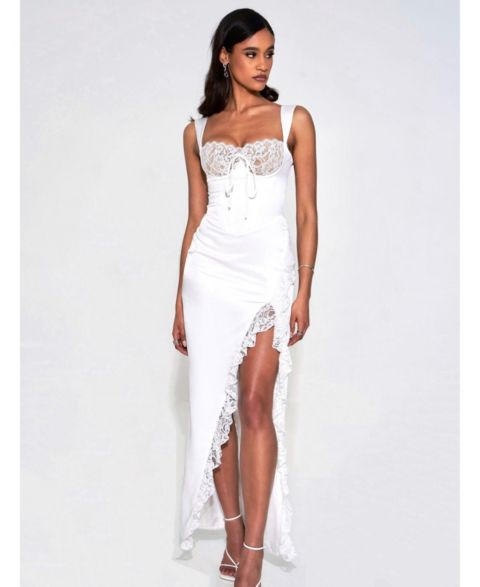 Женское платье Miss Circle Freddie White Lace Satin Maxi Corset, цвет: Белый