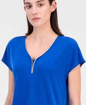 Women's Short-Sleeve Lurex-Knit Top