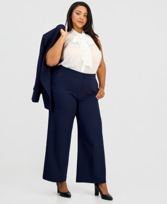 Plus Size Peak Lapel One-Button Blazer