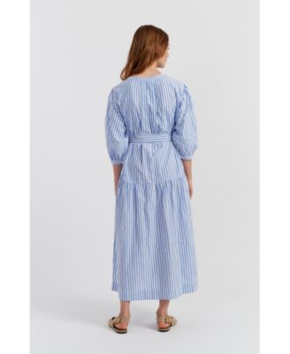 Women's Oxford Stripe Cotton Shirt Dress