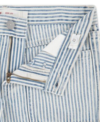 Girls' 7-16 Railroad Striped Wide Leg Jeans