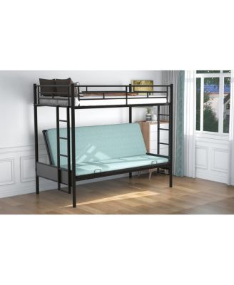 Twin over Full Metal Bunk Bed, Multi-Function, Black