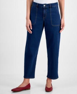 Women's Utility-Pocket Barrel Jeans