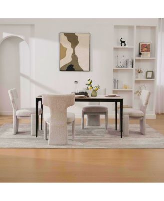  Modern Chenille Dining Chair Set of 4, Beige