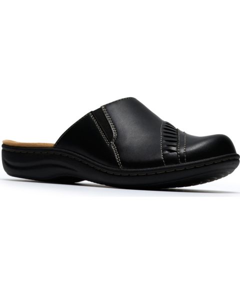 Женские сабо Clarks Laurieann Lux Slip-On Mules, цвет: Чёрный кожаный
