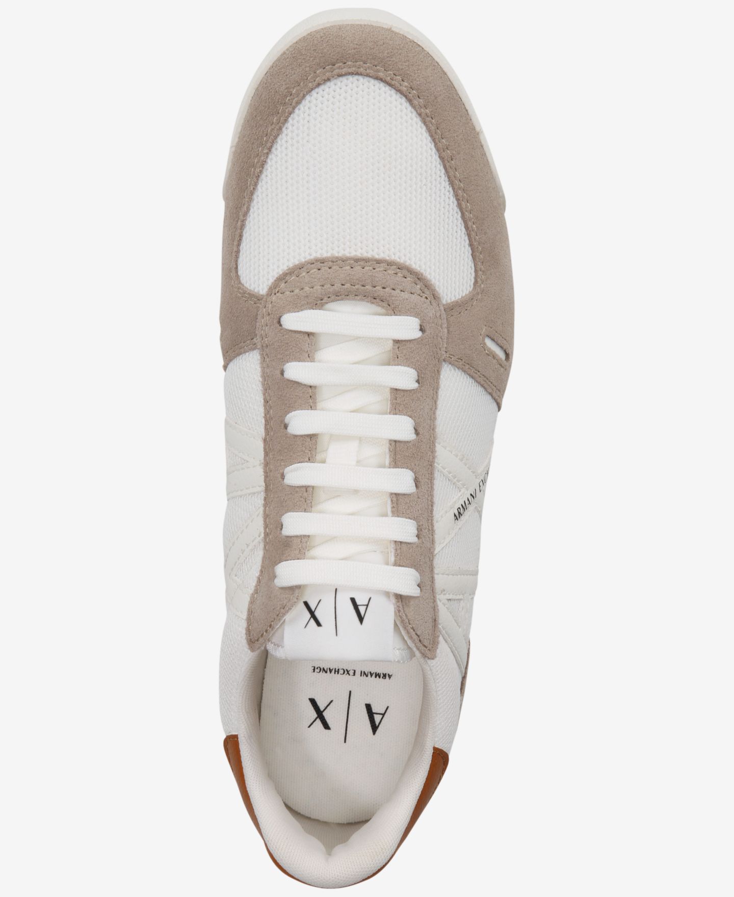 Мужские кроссовки A|X Armani Exchange Suede Trip, цвет: Земляной / Молочный белый — фото 4