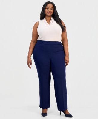 Plus Size Straight-Leg Pull-On Pants
