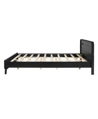 Solid King Size Wood Bed Frame with Elegant Headboard
