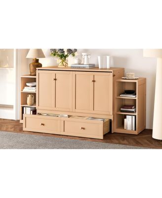 Murphy bed with storage drawers & shelves. Golden