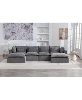 Cloud Couch Oversized Modular Sectional Sofa, 4-Seat with 2 Ottomans