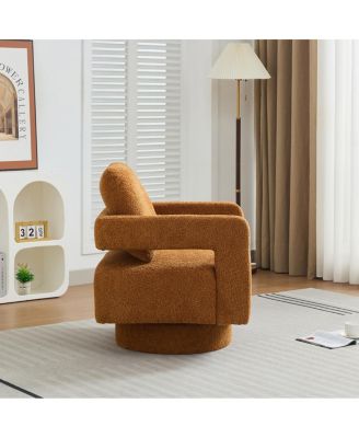  Caramel Swivel Accent Chair with Open Back and Removable Cushion