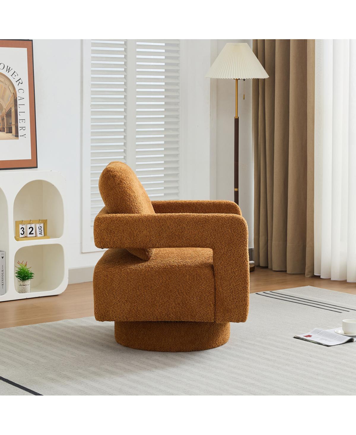 Streamdale Furniture Caramel Swivel Accent Chair with Open Back and Removable Cushion