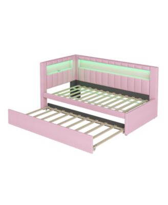 Twin Platform Bed with USB & LED Trundle