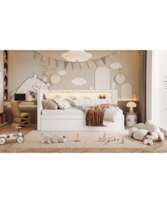 Twin Platform Bed with USB & LED Trundle