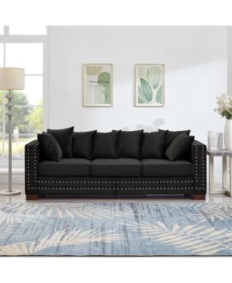  Modern Velvet Sofa - Silver Nails, Square Armrest