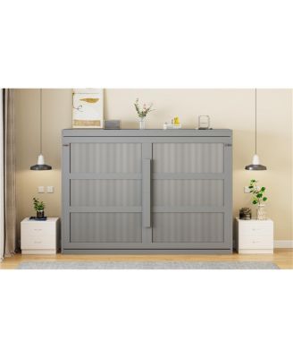 Queen Size Murphy Bed Wall Bed Modern design with LED Lights