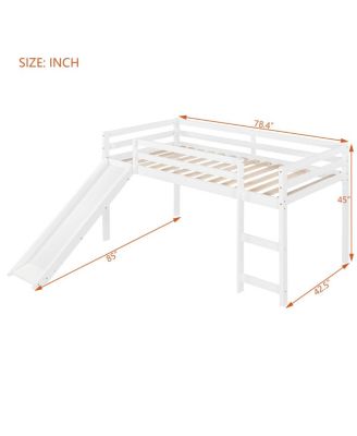 Loft Bed with Slide, Multifunctional Design, Twin (White)