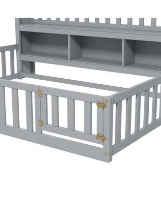 Wooden House Floor Bed Frame for Kids - Safe & Creative Play Space