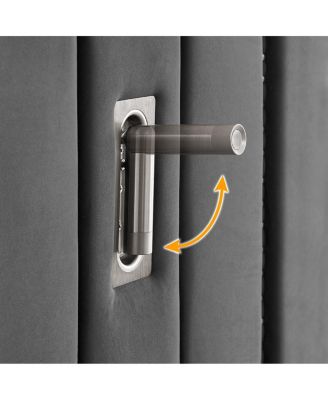 Velvet Upholstered Bed Frame with Vertical Stripes