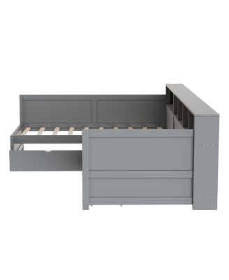 Twin L-Shape Day Bed with Storage Drawers