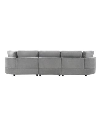 3-seater 129" Curved Upholstered Sofa Couch, Dark Gray