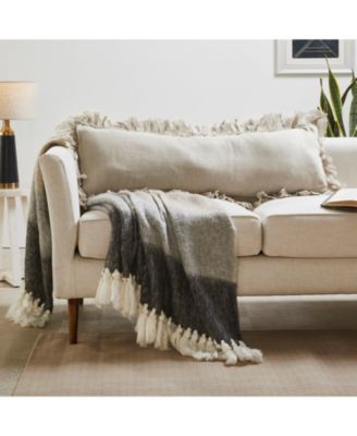 Linen Sheer Ruffle Decorative Throw Pillow Covers, Set of 2