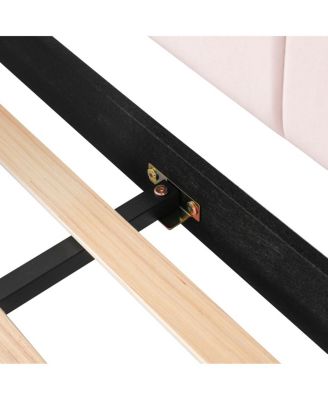 Upholstered Grounded Bed with Bedside Desk & Stool