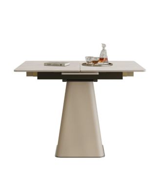  Retractable Rock Slab Folding Dining Table, Modern Square Expandable Table